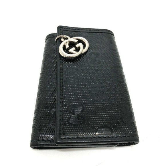 GUCCI 212111 GG Imprime 6-Ring GG/logo Key Case GG Black/SilverHardware - Picture 1 of 15